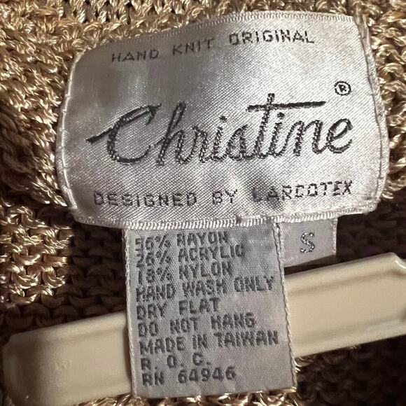 Vintage 80’s Cap Sleeve Hand Knit Sweater with Floral Design by Christine SM - Picture 9 of 10